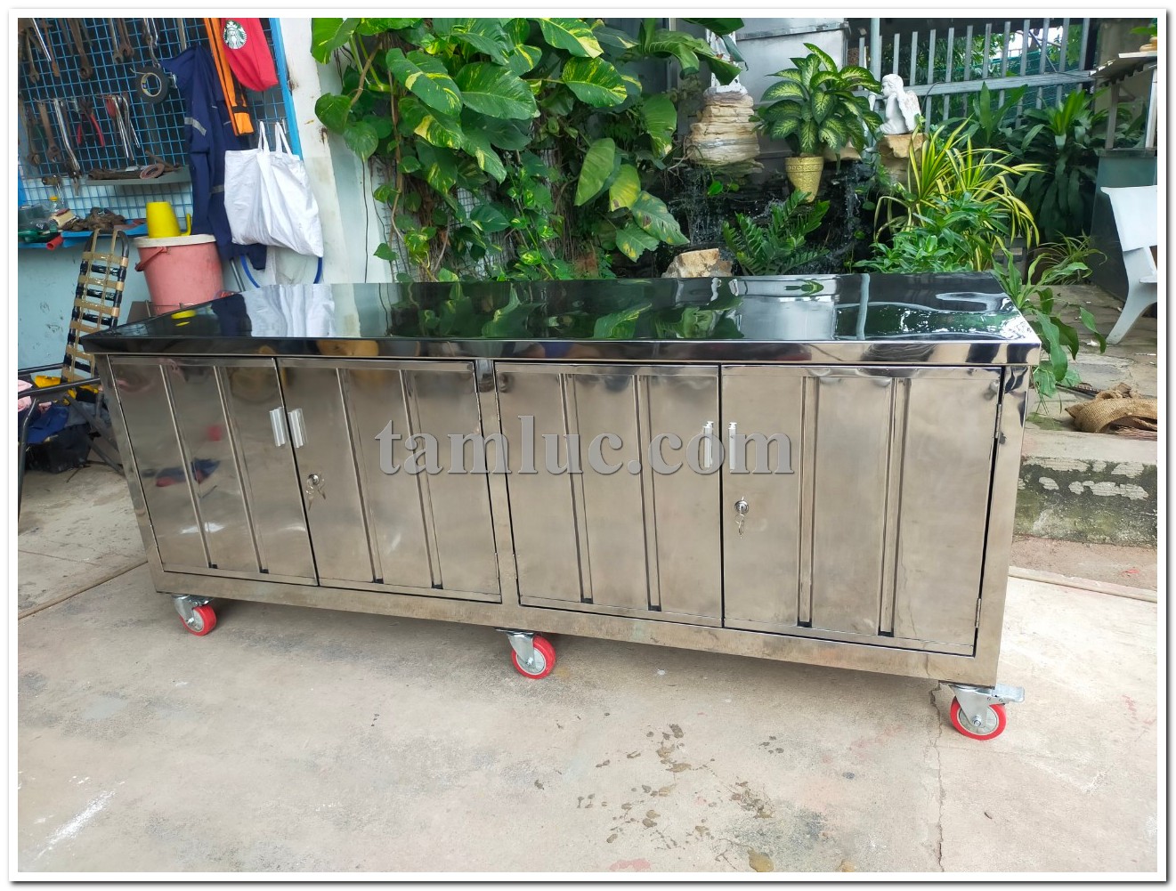 Xe đẩy inox thùng kín dài