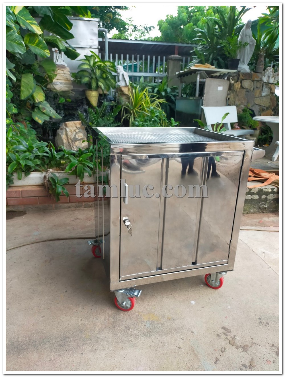 Xe đẩy inox khung lưới
